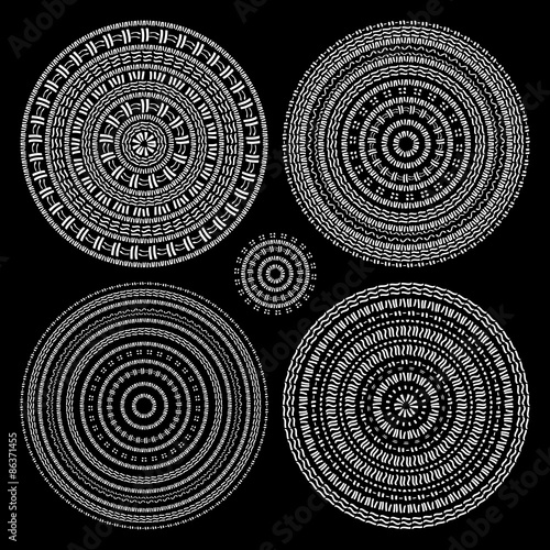 Hand drawn Circular pattern. Mandala set.