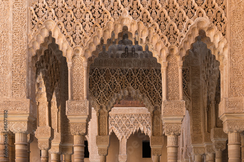 Εκτύπωση καμβά Moorish arches and columns of Alhambra harem in Granada, Spain