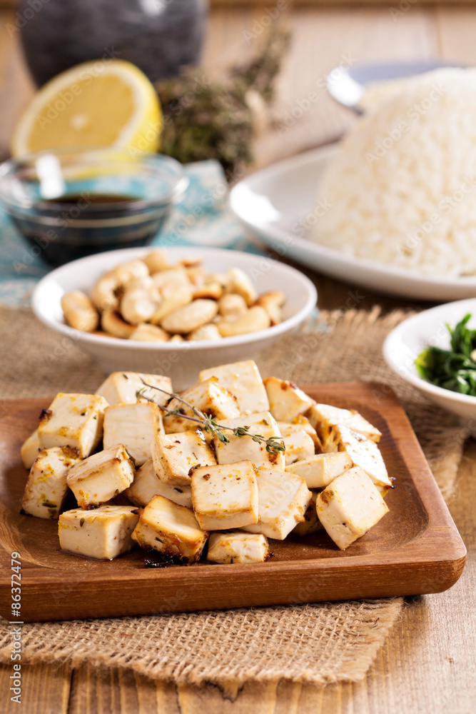 Baked tofu with spices Baked tofu with spices