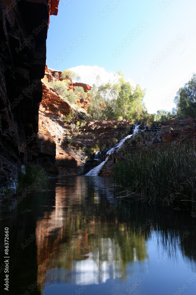 Gorge waterhole and cliffs at Karijini National Park Western Australia