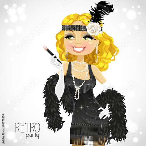 Blond retro woman with mouthpiece
