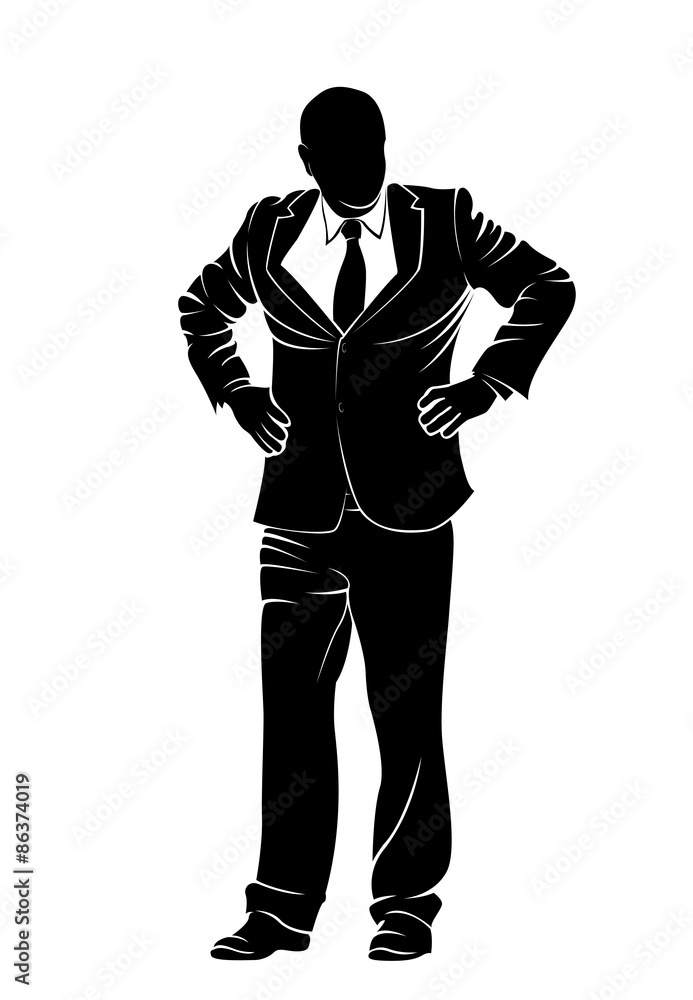 Businessman. Boss. Vector silhouette on white backgound Businessman. Boss. Vector silhouette on white backgound