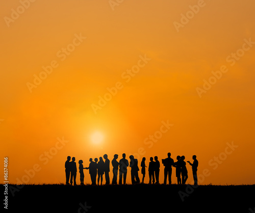 Business People Meeting Standing Backlit Concept