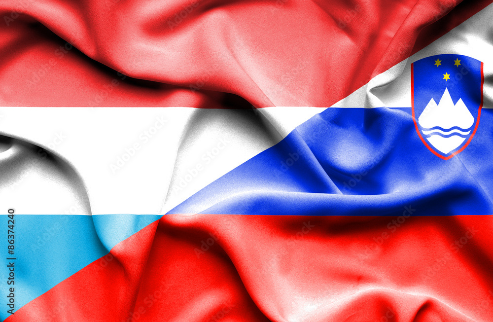 Waving flag of Slovenia and Luxembourg Waving flag of Slovenia and Luxembourg