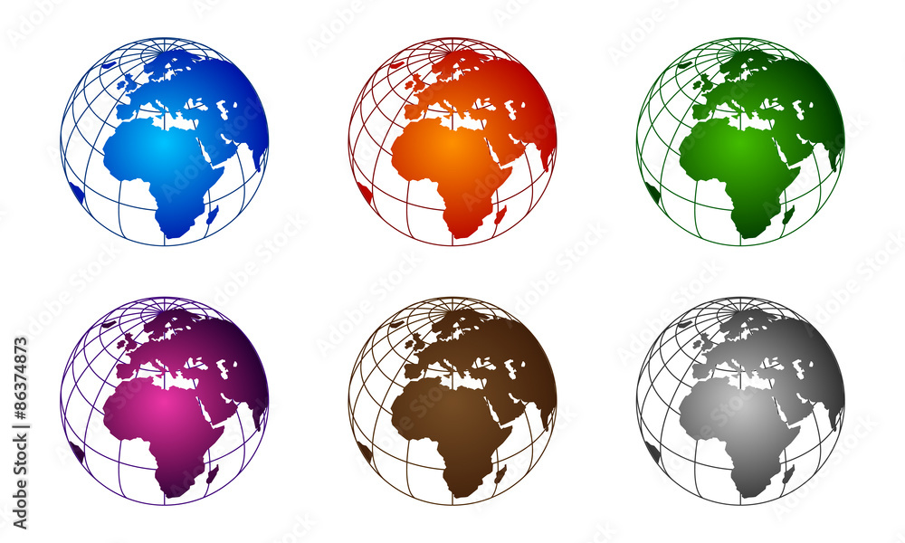 Obraz premium 3d, global, globe, world, map, africa, colorful, vector, 