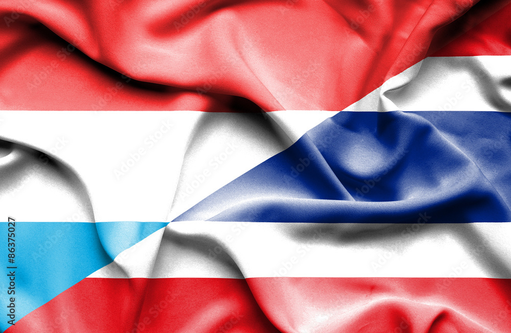 Waving flag of Thailand and Luxembourg Waving flag of Thailand and Luxembourg