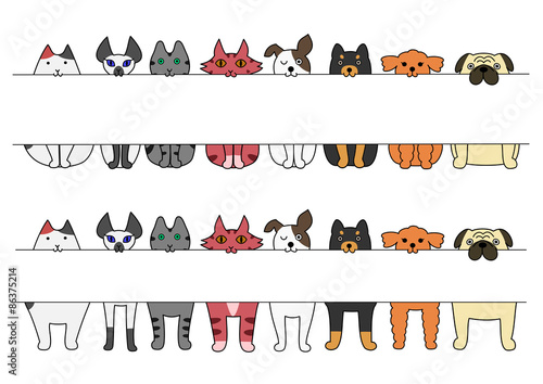 standing and sitting cats with board in their mouths © Studio Ayutaka