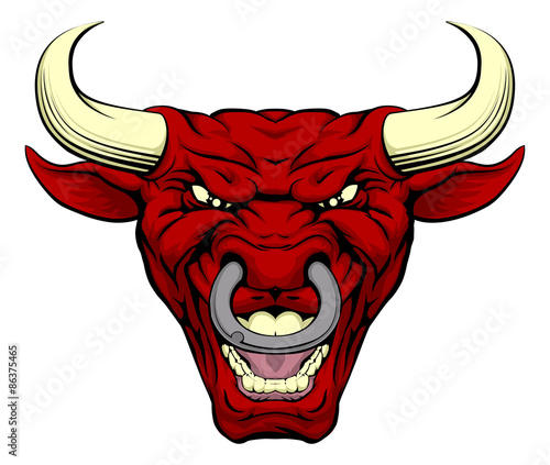 Red bull mascot face photo