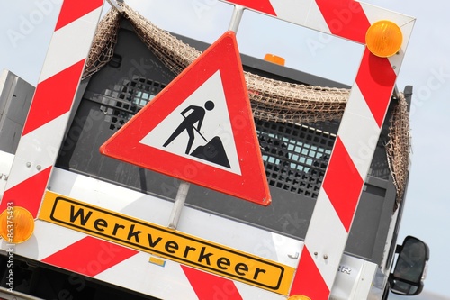 niederländisches Verkehrszeichen: Baustelle photo