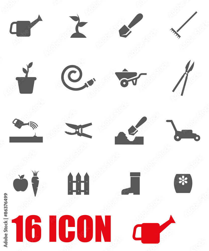 Vector grey gardening icon set Vector grey gardening icon set