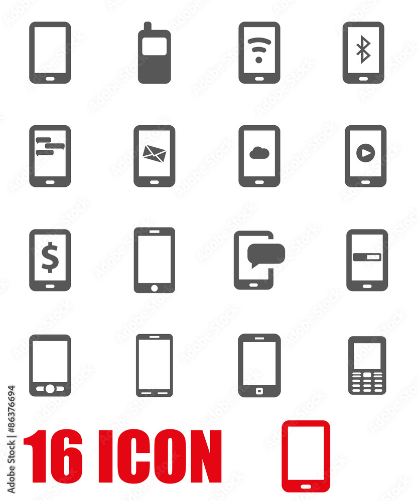 Vector grey mobile icon set
