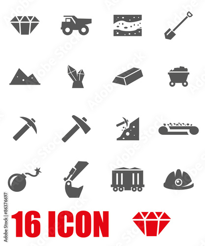 Vector grey mining icon set