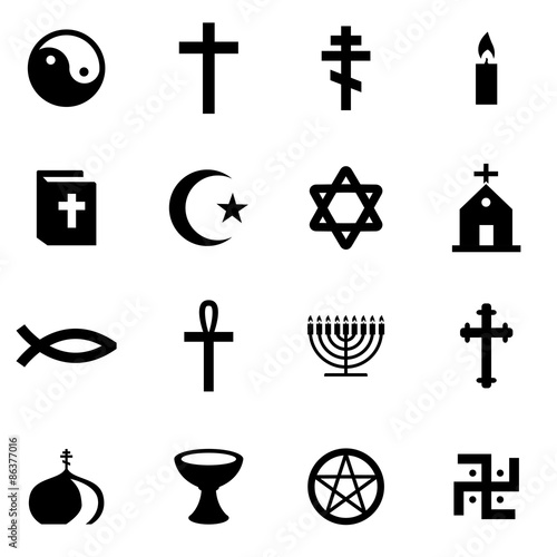 Vector black religion icon set