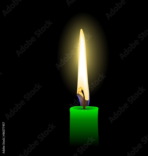 Realistic illustration of green candle - vector