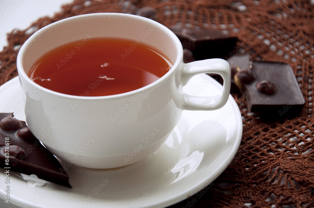 Cup of tea with chocolate Cup of tea with chocolate