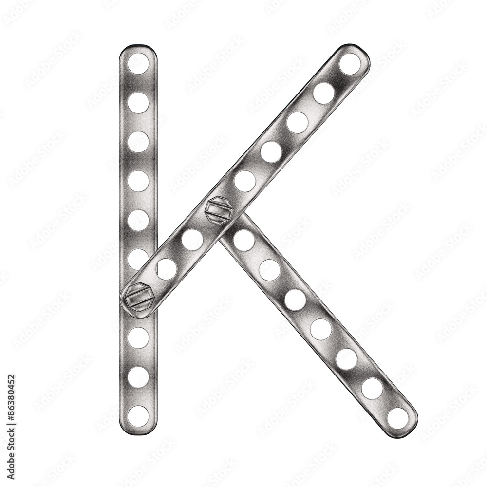 Letter K made from metall construktor. Letter K made from metall construktor.