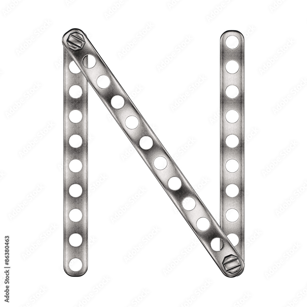 Letter N made from metall construktor. Letter N made from metall construktor.