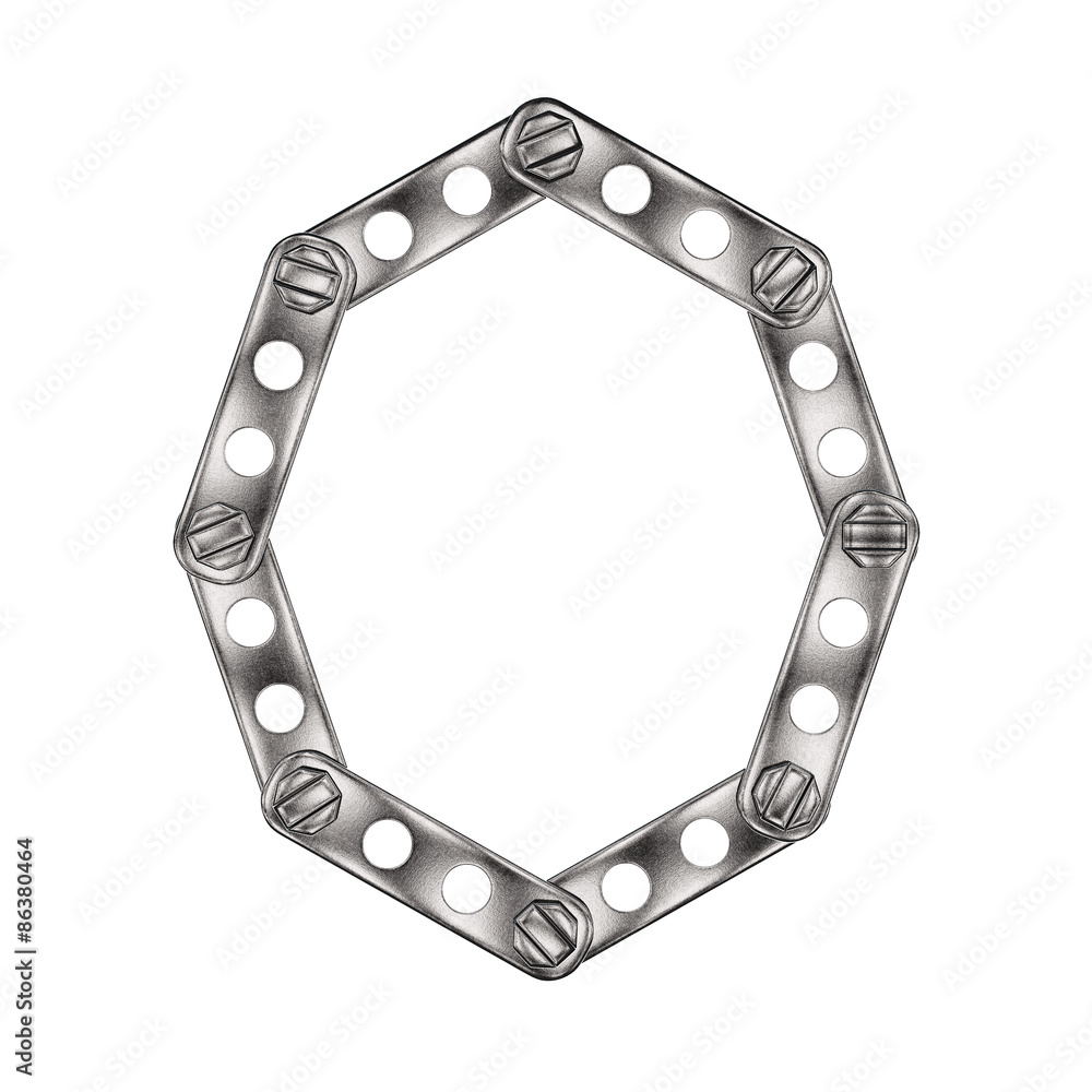 Letter O made from metall construktor. Letter O made from metall construktor.