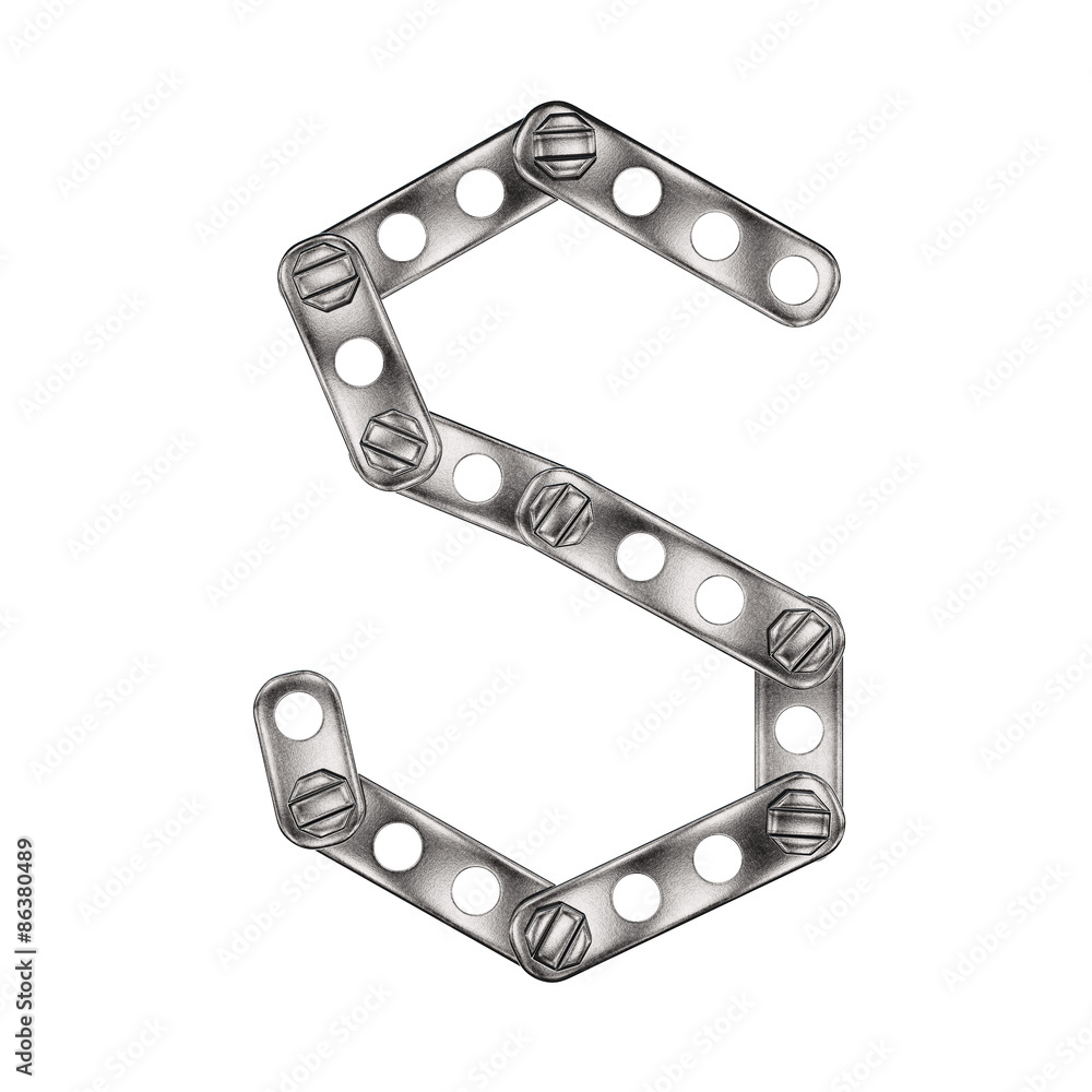 Letter S made from metall construktor. Letter S made from metall construktor.