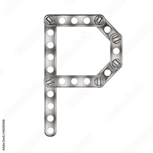 Letter P made from metall construktor. photo