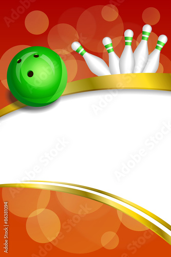Background abstract red bowling green ball gold frame ribbon vertical illustration vector