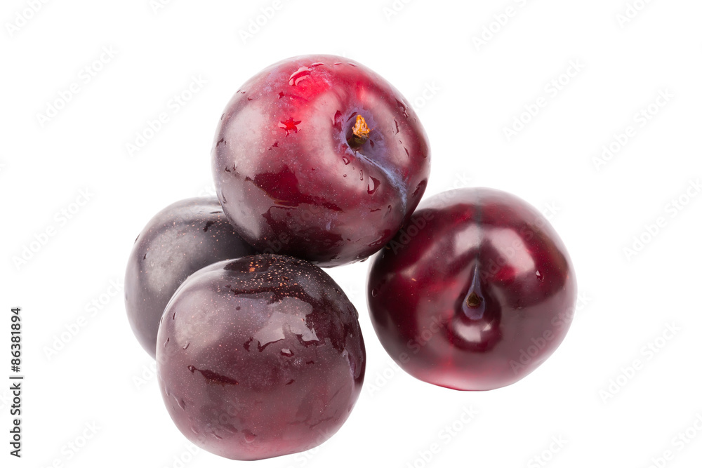 plum isolated on a white background juicy ripe red