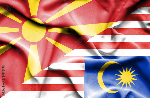 Fototapeta Naklejka Na Ścianę i Meble -  Waving flag of Malaysia and Macedonia