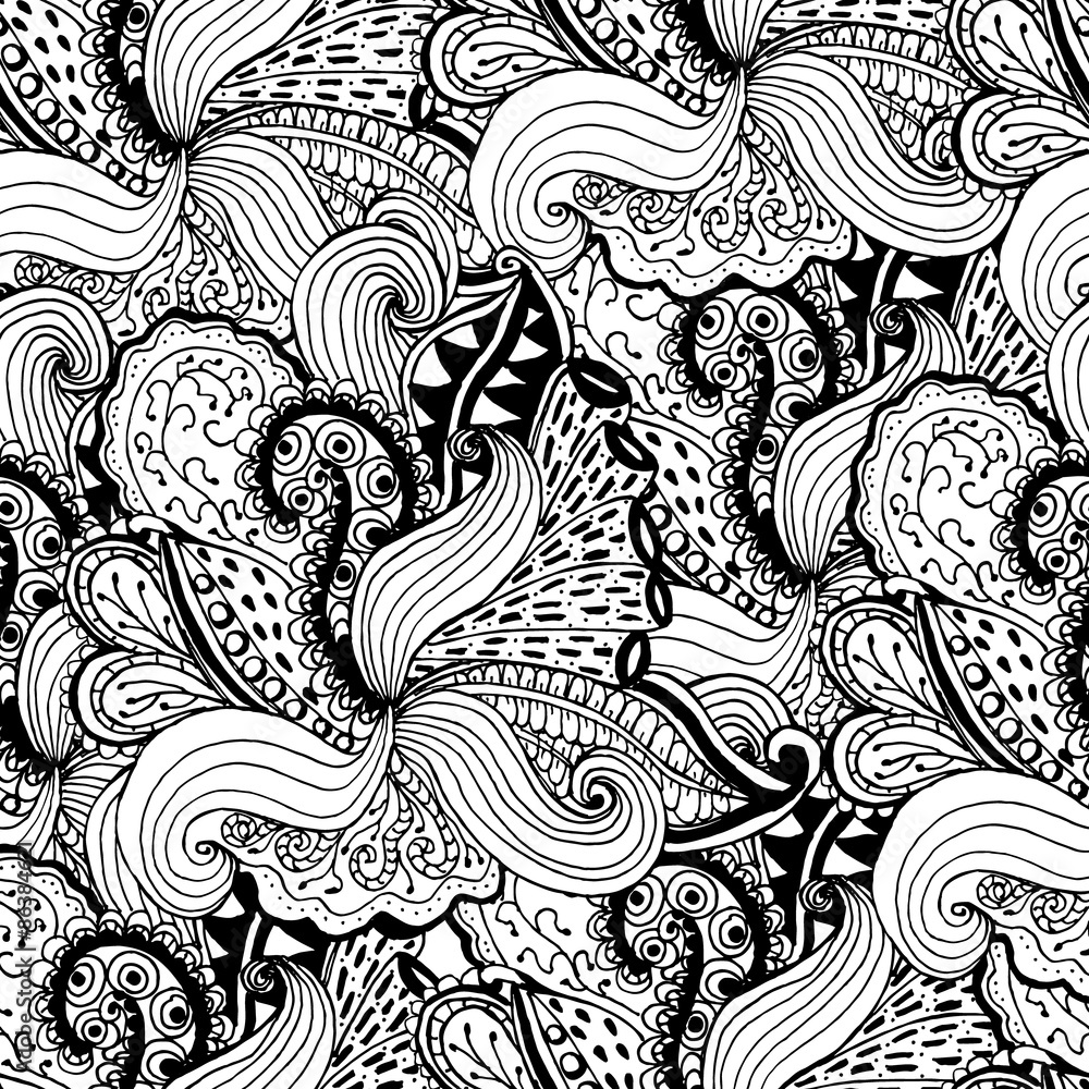 Hand drawn Zentangle seamless pattern. Use for cards, invitation, wallpapers, pattern fills, web pages elements and etc.