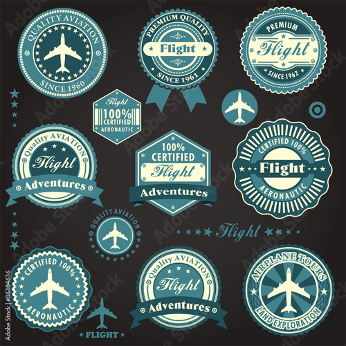 Vintage flight label design set