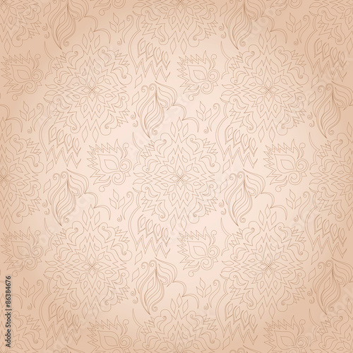 Floral monochromatic brown seamless texture.