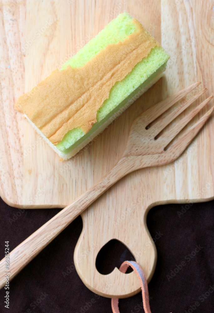 Pandan cake with cream Pandan cake with cream