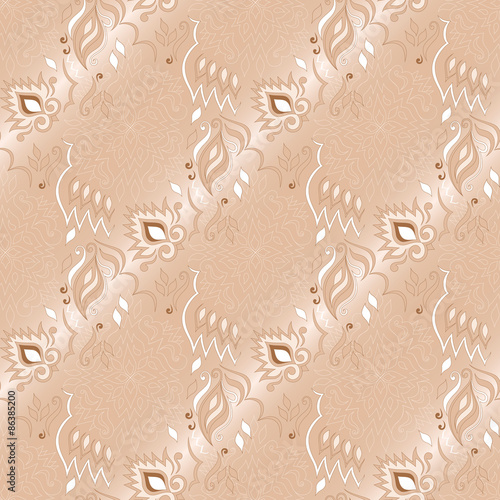 Decorative floral beige seamless texture.