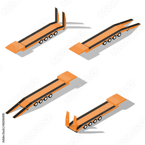 Trawl semitrailer isometric detailed icon