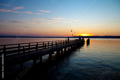 Sonnenuntergang Steg See