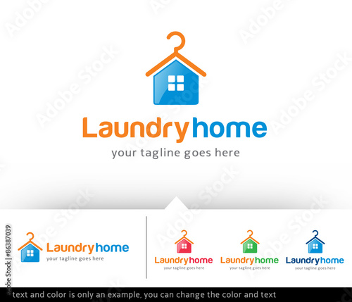 Laundry Home Logo Design Template - Vector