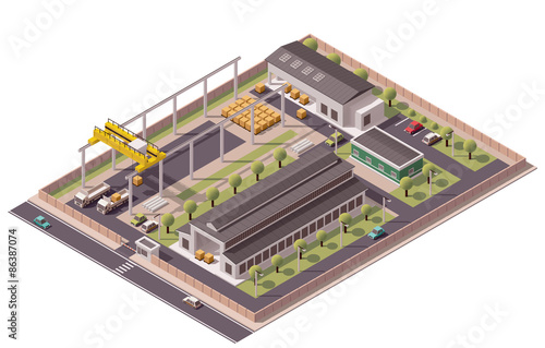 Vector isometric factory buildings icon