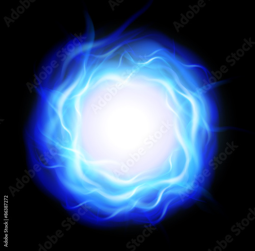 Abstract background with burning ring and blue flames
