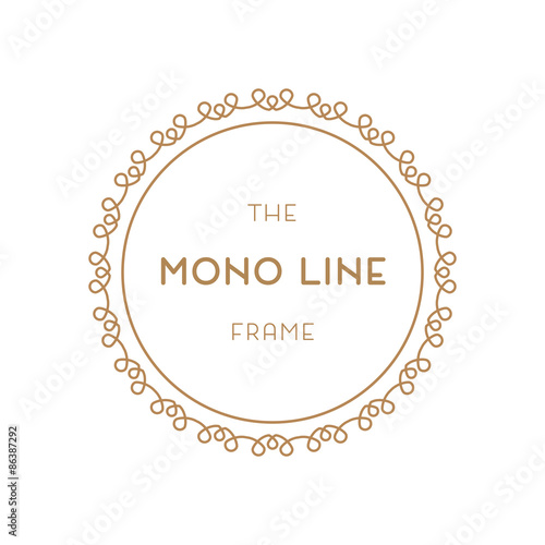 Geometric frame in trendy mono line style. For labels, Trade Mar