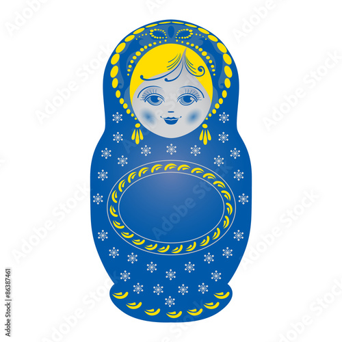 Matreshka Russian doll in Vector. On White background for cards,
