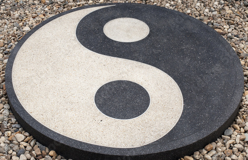 Yin and Yang round stone