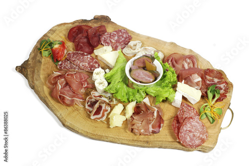 Plate of mixed meats and cheeses