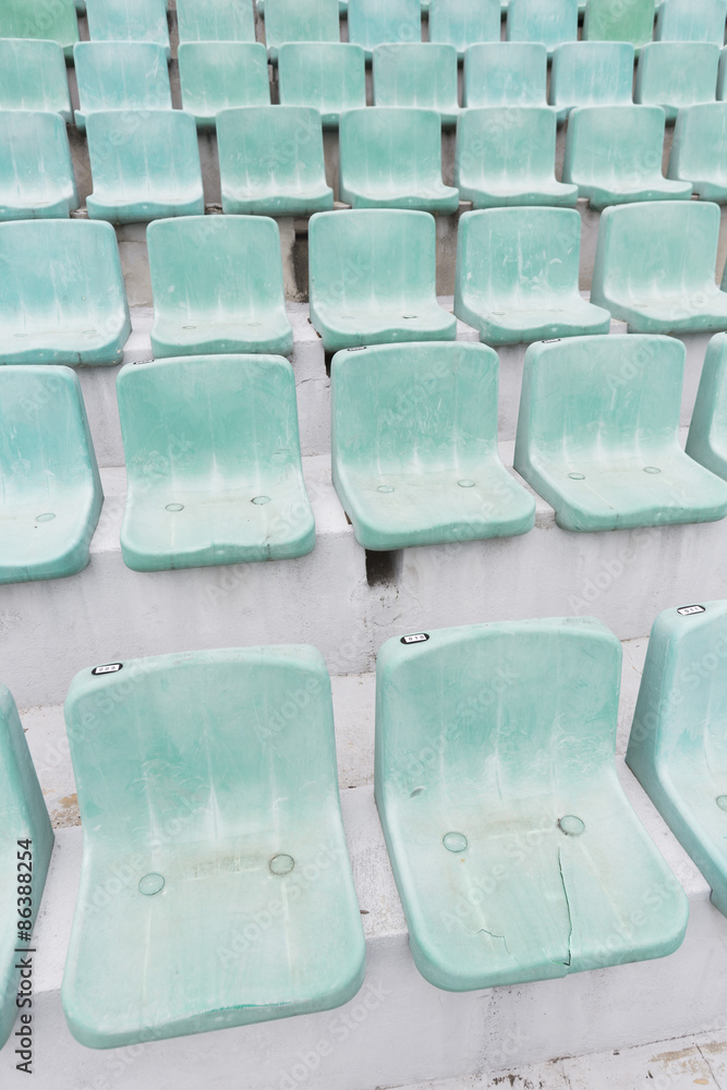 Fototapeta premium Old green stadium seats