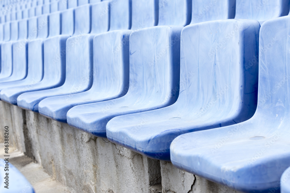 Fototapeta premium Old blue stadium seats