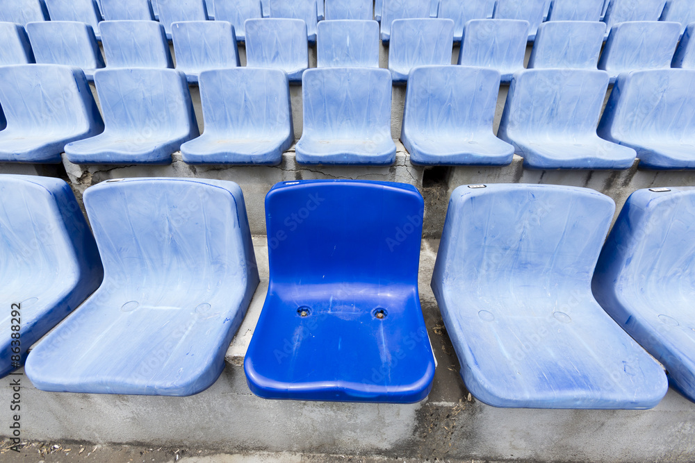 Fototapeta premium Old blue stadium seats