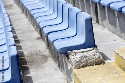 Old blue stadium seats