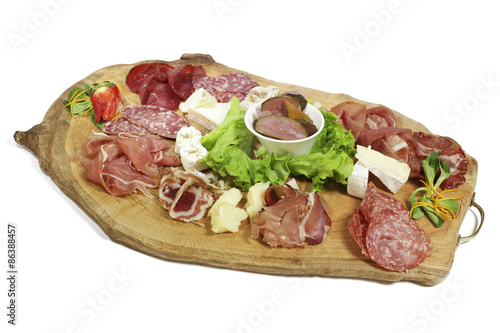 Plate of mixed meats and cheeses