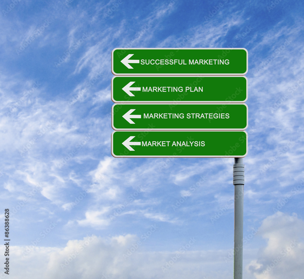 Direction road sign with words successful marketing, marketing Direction road sign with words successful marketing, marketing