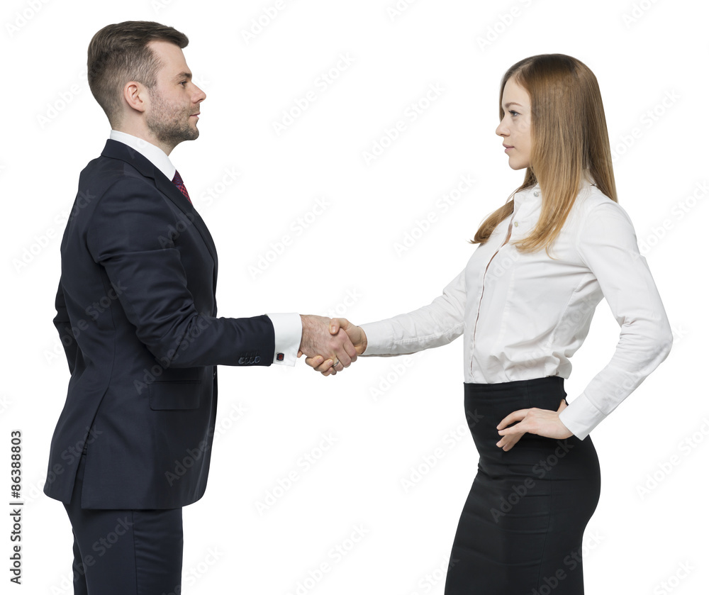 Business partners shaking hands. Isolated on white background. Business partners shaking hands. Isolated on white background.
