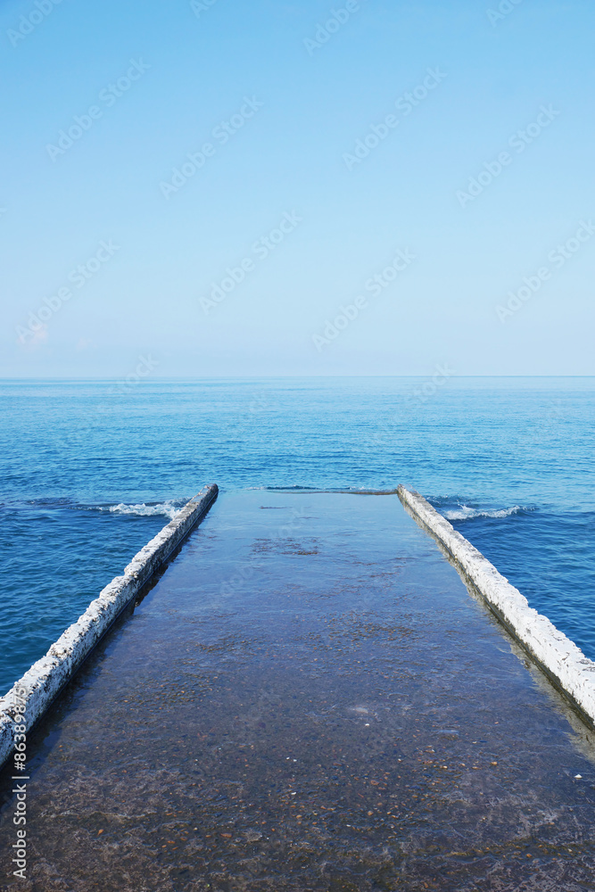 View to the sea from a breakwater