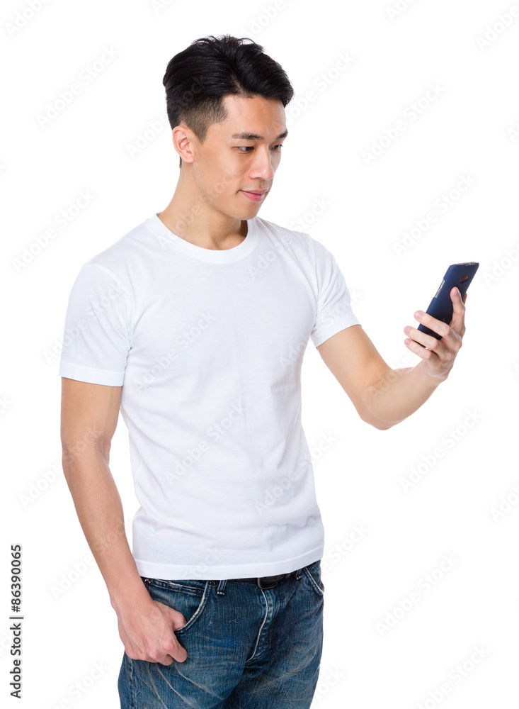 Young man use of the tablet pc Young man use of the tablet pc